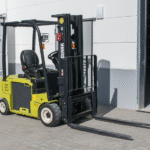 logistics forklift awaiting goods